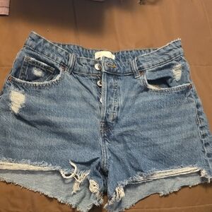 H&M Blue Distressed Jean Shorts